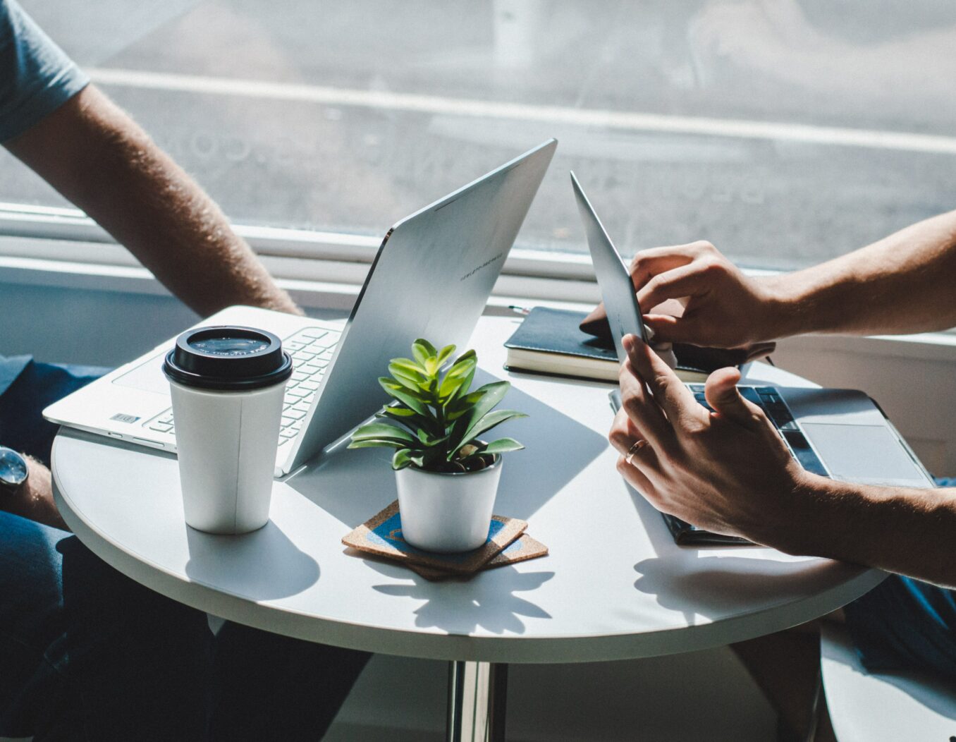 Two people in a meeting