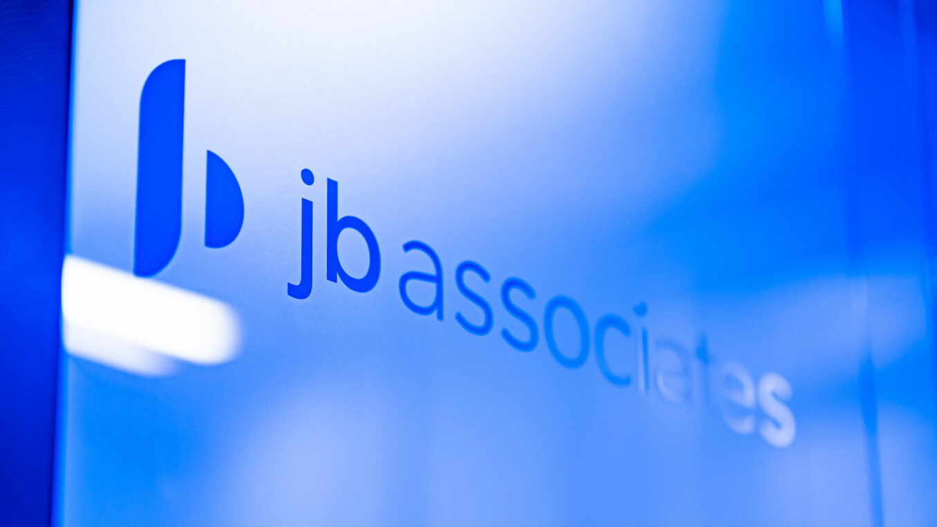 JB Associates blue brand window
